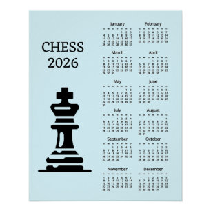 Póster del calendario 2026 de la pieza de ajedrez 