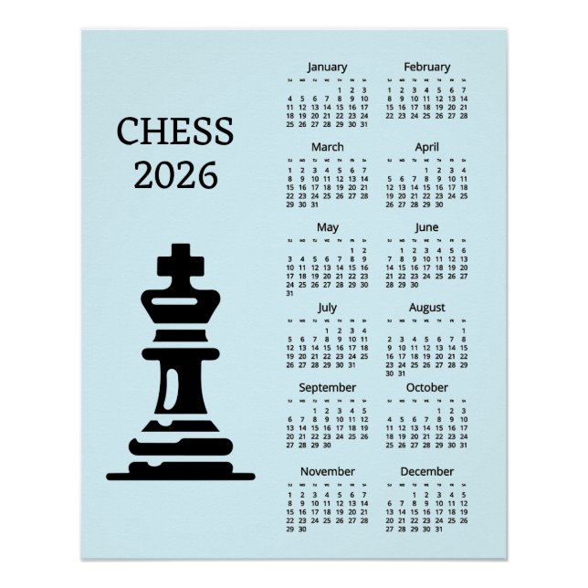 Póster del calendario 2026 de la pieza de ajedrez  (Anverso)