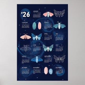 Póster del calendario 2026 Polilla de seda Galaxia