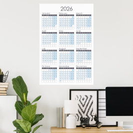 Póster del calendario anual vertical de 2026