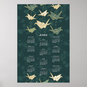 Póster del calendario de 2026 Grullas de origami V