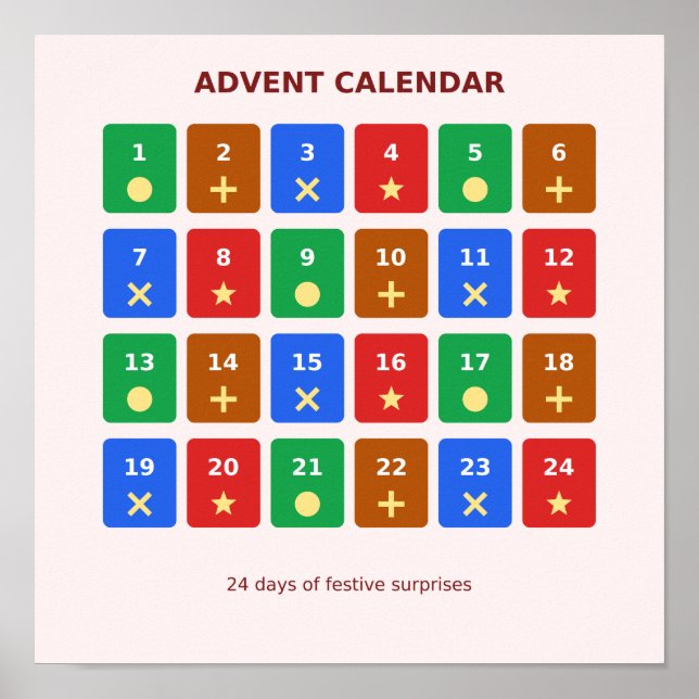 Póster del calendario de adviento de Navidad (Frente)