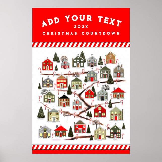 Póster del calendario de Adviento de Navidad (Frente)