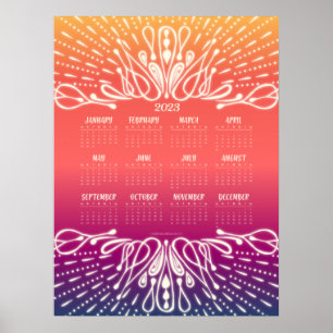 Póster del calendario de amanecer y atardecer 2023