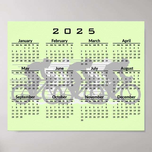 Póster del calendario de diseño de ciclismo 2025 (Frente)