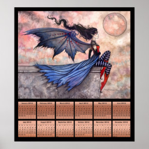 Póster del calendario de hadas góticas vampíricas 