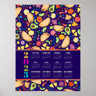 Póster del calendario de la fiesta de tacos 2023