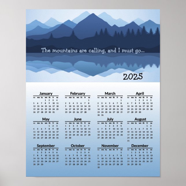 Póster del calendario de Reflexiones de Blue Mount (Frente)