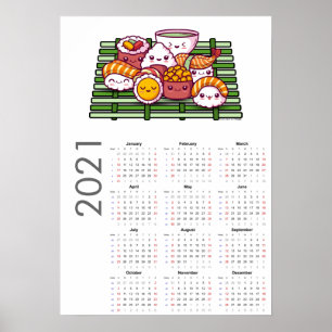 Póster del calendario de sushi 2021
