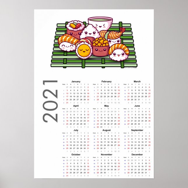 Póster del calendario de sushi 2021 (Frente)