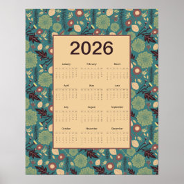 Póster del calendario floral 2026