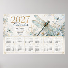 Póster del calendario mural de libélula 2027