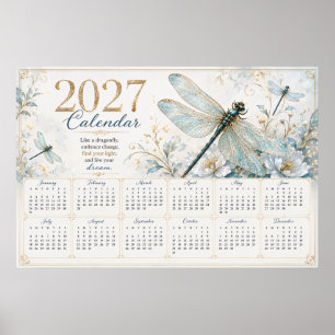 Póster del calendario mural de libélula 2027