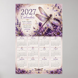 Póster del calendario mural de libélula 2027