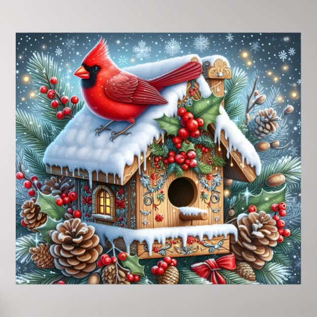 Póster del cardenal de invierno (Frente)