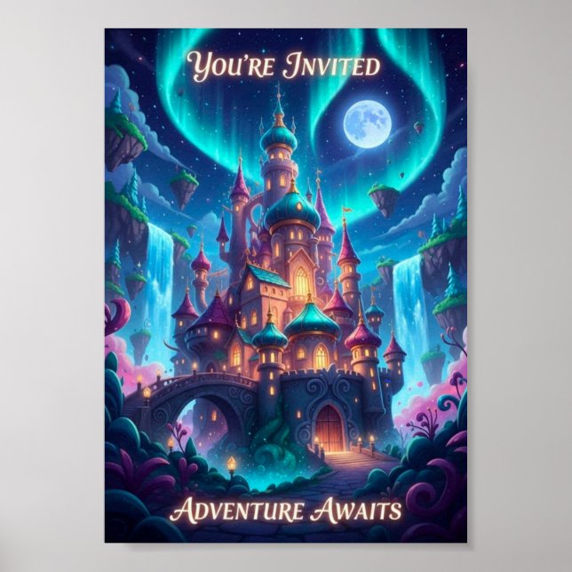 Póster del Castillo de Fantasía de la Aurora Borea (Frente)