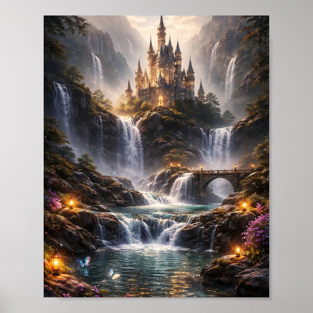 Póster del Castillo de la Cascada de Fantasía (Frente)