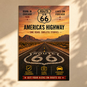 Póster del Centenario de la Carretera 66 de Améric