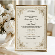Póster del certificado Nikkah musulmán floral dora