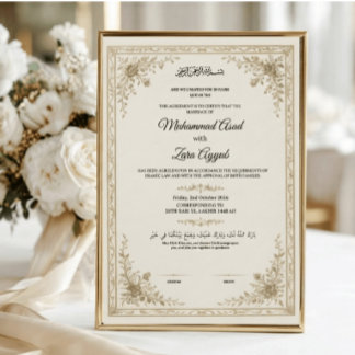 Póster del certificado Nikkah musulmán floral dora