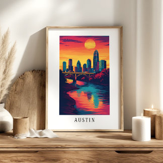 Póster del cielo de Austin al atardecer