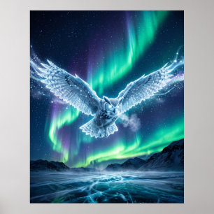 Póster del Cielo de la Tundra Congelada del Búho d