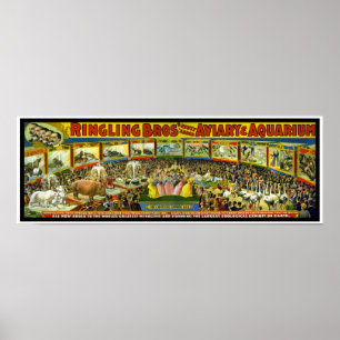 Póster del circo Ringling Brothers "Aviario Acuari