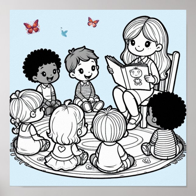 Póster del Círculo de Tiempo de Lectura para Niños (Frente)