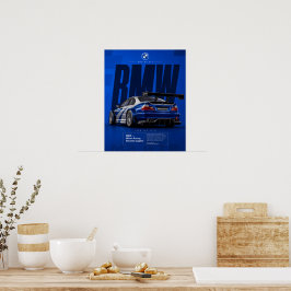 Póster del coche de carreras Iconic Blue Motorspor