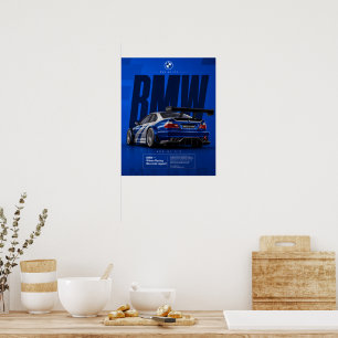Póster del coche de carreras Iconic Blue Motorspor