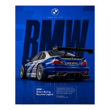 Póster del coche de carreras Iconic Blue Motorspor