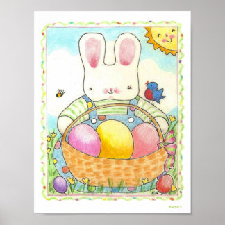 Póster del conejo de Pascua niño