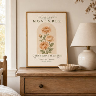 Póster del crisantemo flor de nacimiento de noviem