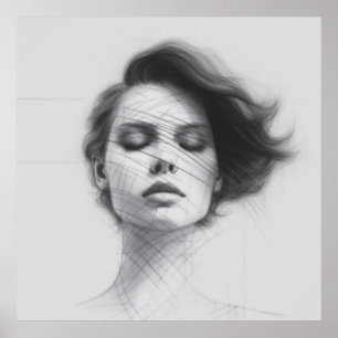 Poster del cuerpo de la mujer en dibujo de arte li