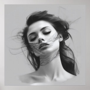 Poster del cuerpo de la mujer en dibujo de arte li