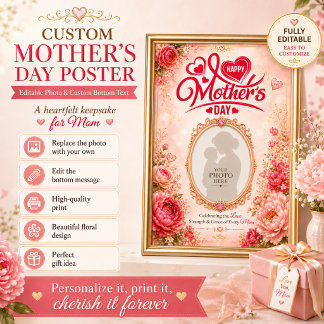 Póster del Día de la Madre con Foto y Texto Editab