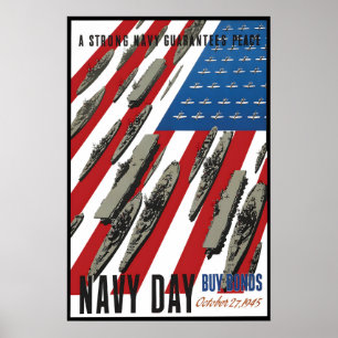 Póster del Día de la Marina de la Segunda Guerra M