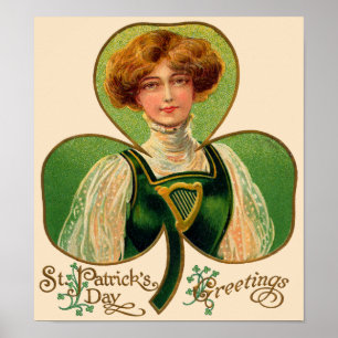 Póster del Día de San Patricio de muchacha irlande