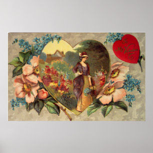 Póster del Día de San Valentín de un jardín de flo