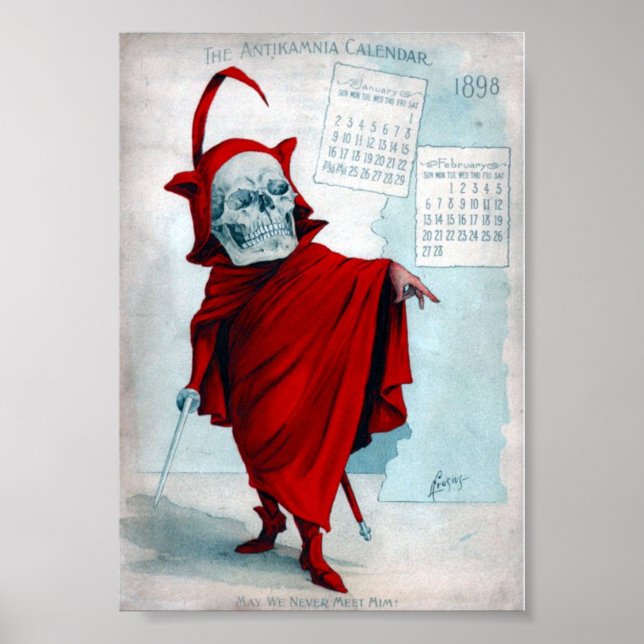 Póster del Diablo Esqueleto del Calendario Antikam (Frente)