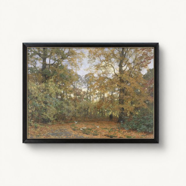 Póster del dosel del bosque de otoño dorado (Golden Autumn Woodland Poster - close-up view (frame/decor not included))