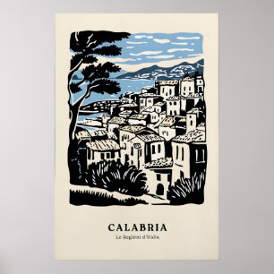 Póster del encantador pueblo de Calabria, Italia n