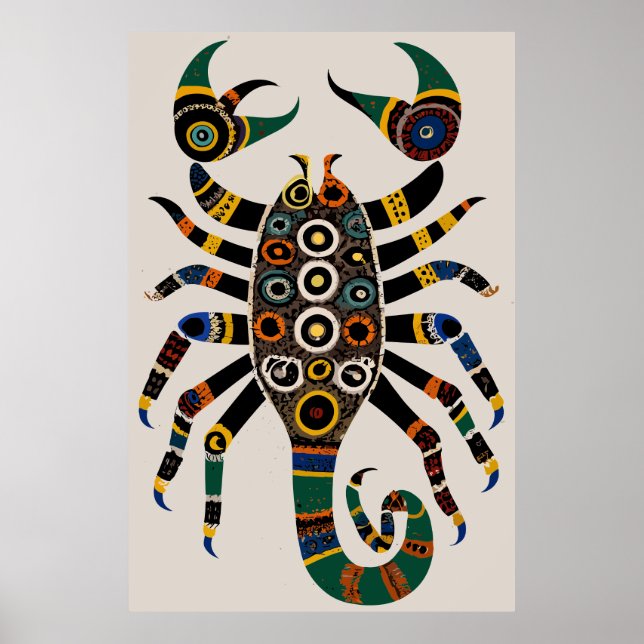 Poster del escorpión de arte tribal aborigen (Frente)