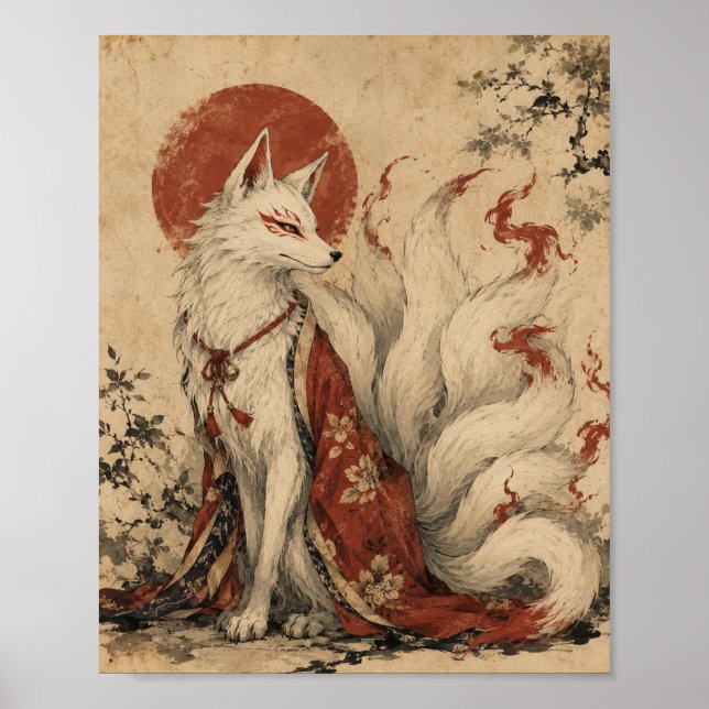 Póster del Espíritu Kitsune de Cola Dorada (Frente)