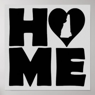 Póster del estado de New Hampshire Home Heart