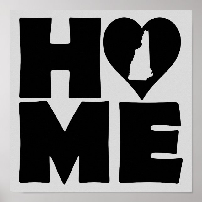 Póster del estado de New Hampshire Home Heart (Frente)