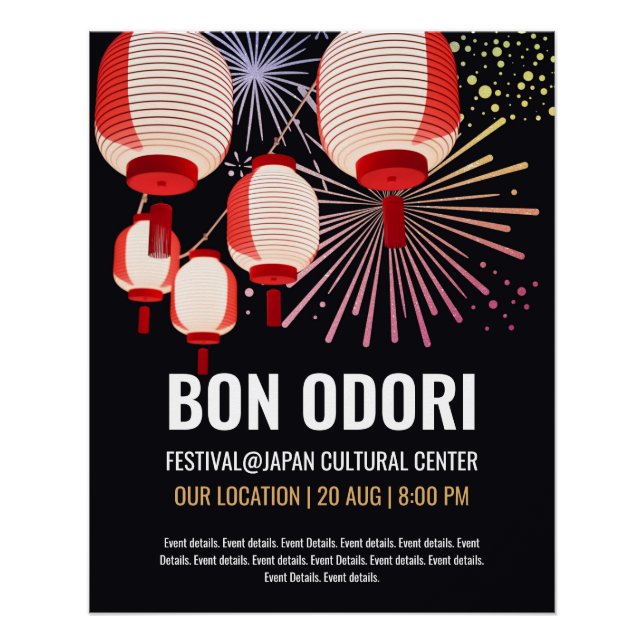 Poster del evento Bon Odori japonés - Personalizab (Anverso)