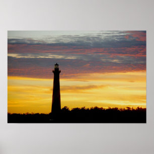 Póster del faro de Cape Hatteras al atardecer