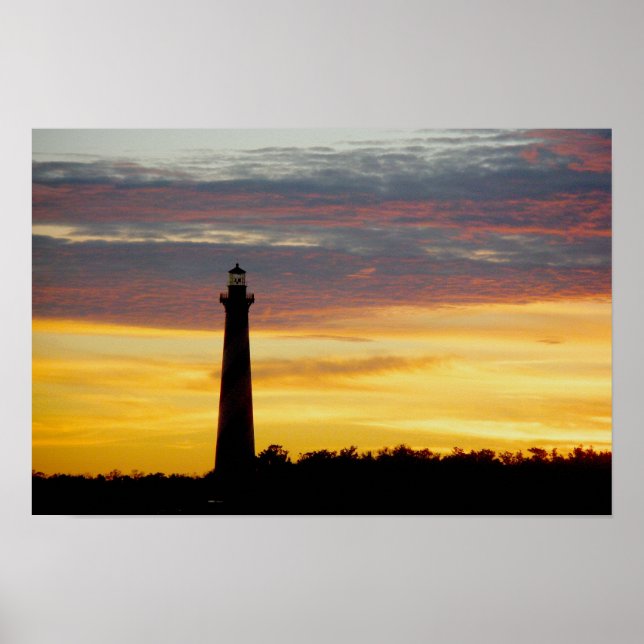 Póster del faro de Cape Hatteras al atardecer (Frente)