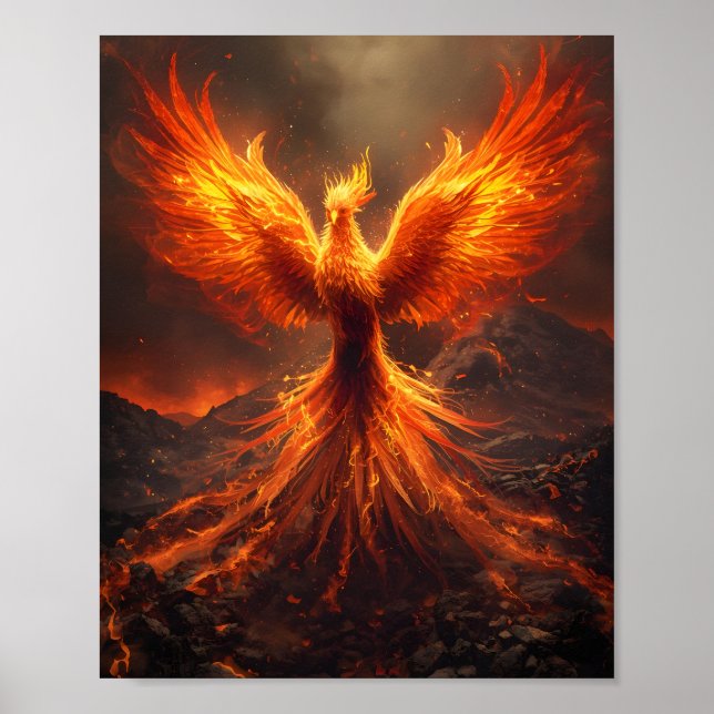 Póster del Fénix Ardiente en Ascenso (Frente)
